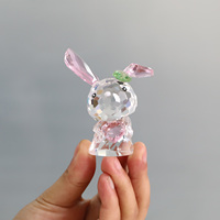 Figurine de lapin en cristal poli écologique et mignonne, style européen, avec impression typographique et gaufrage, cadeau souvenir