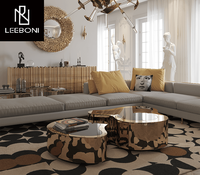 Ensemble de table basse de salon design italien ensemble de table basse en verre noir en acier inoxydable ensemble de tables basses dorées de luxe