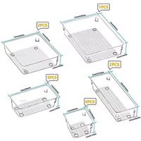 Nouvel organisateur de tiroir rectangulaire en plastique PET de 16 pièces pour le rangement du réfrigérateur de la salle de bureau et les bijoux-Organisateurs de séparation de bureau