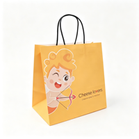 Sac en papier kraft personnalisé écologique avec poignée torsadée pour emporter, emballage pour la restauration rapide, gâteaux au fromage, tiramisu, sac de transport pour restaurant