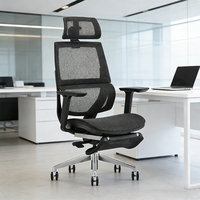 Fauteuil de bureau ergonomique contemporain à hauteur réglable avec accoudoirs 3D en PU et fonction pivotante, structure en plastique