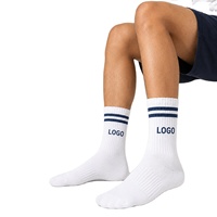 Chaussettes de sport rétro rayées blanches en coton doux, personnalisables avec logo, fourniture directe usine