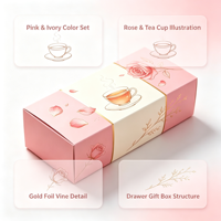 Boîte cadeau pour thé à la rose, boîte cadeau en papier personnalisée avec tiroir pour l'emballage du thé