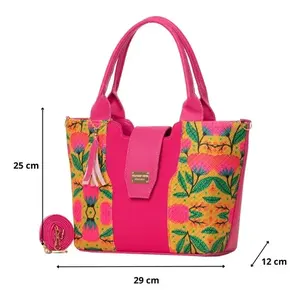 Bolso de Compras de Yute para Mujer Fana Eva Fiusha, Grande, con Estampado Floral, Asa Superior, Cierre de Broche, Material Vegano - Product Image 4