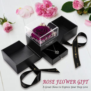 Regalos para Esposa, Novia, Mamá, Navidad, Aniversario, Caja de Rosas Reales Preservadas de Doble Puerta Morada con Te Amo en 100 Idiomas - Product Image 5