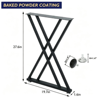Ensemble de pieds de table à manger en fer noir multi-styles, base de meuble industrielle géométrique assortie, patins réglables robustes et faciles à installer