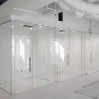 Modular Frameless Glass Partitioning Systems for Modern Office Building with Clear Tempered Glass and Aluminum U-Channel Support