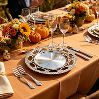 Assiettes de présentation rondes en plastique PP, 13 pouces, dorées et argentées, populaires et durables, pour décoration de table de mariage et de réception sur le thème de la récolte