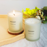 Bougie parfumée artisanale de luxe en cire de soja OEM/ODM personnalisée, dans un bocal givré, pour l'aromathérapie, Noël, Thanksgiving, bougies de fête, marque privée