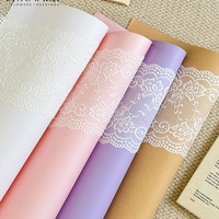 Papier d'emballage en dentelle rose, papier d'emballage pour fleurs fraîches, matériau d'emballage floral de style coréen délicat