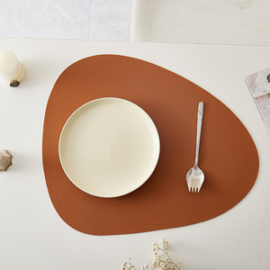 Oval Leather Placemats Solid Color Waterproof Heat Insulating <b>Table</b> Mats For Home <b>Dining</b> - Product Image 4