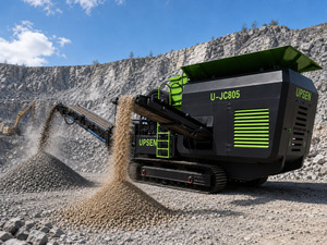 Concasseur à mâchoires mobile sur chenilles Upsen UJC805 haute capacité pour carrière avec moteur à engrenages |   Concasseur de pierres autopropulsé à haut rendement 50-150t/h - Product Image 3