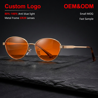 Gafas Ópticas Unisex para Adultos con Marco Metálico Dorado Sunray, Lentes Naranjas CR39, Biohacking, Soporte de Melatonina, Protección Contra Luz Azul