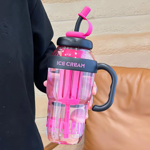 Venta al por mayor de gran capacidad de verano al aire libre helado de plástico pajita taza de agua Nueva asa de la suerte botella contenedor botella de agua - Product Image 5