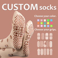 Chaussettes de yoga Jacquard antidérapantes à bout intégral avec grip en silicone, en coton respirant, pour Pilates, entraînement à domicile, gym, danse, jeunes femmes