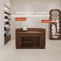 Bureau de réception incurvé cannelé de luxe et durable avec comptoir de réception LED demi-cercle, design personnalisable
