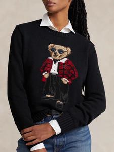 Maglione in Puro <span class=keywords><strong>Cotone</strong></span> di Alta Qualità con Ricamo Orsacchiotto Stile Campus Americano per <span class=keywords><strong>Donna</strong></span>, Novità Autunno-Inverno - Product Image 6