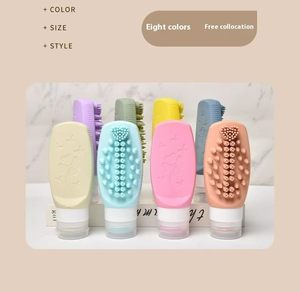Silicone Leak Proof Travel Containers Shampoo Lotion Squeezable <b>Bottles</b> for Hair <b>Brush</b> Scalp Massager - Product Image 1