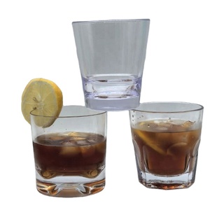 Verres à whisky et à eau en PC transparent réutilisables à base épaisse, style américain, directement de l'usine, pour fêtes et bars à domicile, logo personnalisé pris en charge - Product Image 1