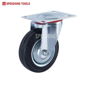 Rodízios de Carrinho de Lixo SPEEDONE com Freio Giratório, Galvanizados, à Prova de Óleo, de Borracha Sólida Preta, 3, 4, 5, 6, 8 Polegadas, 1 Ano de Garantia - Product Image 3