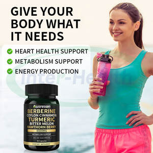 Cápsulas de Berberina Ausreson OEM 1500mg con Canela de Ceilán, Cúrcuma y Melón Amargo, Suplementos Herbales Orgánicos Puros - Product Image 3