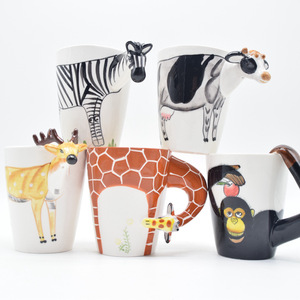 แก้ว3D เซรามิกลายสัตว์น่ารักไม่มีหูจับถ้วยชานมกาแฟเซรามิกสำหรับของขวัญวันเกิดวันคริสต์มาส - Product Image 1