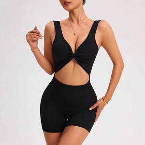 จั๊มสูทผู้หญิงสไตล์ยุโรปและอเมริกา ผ้าเนื้อเรียบ สีพื้น ทรงครอป ความยาวเหนือเข่า ดีไซน์เว้าหลัง ทรงเข้ารูป เซ็กซี่ - Product Image 3