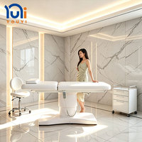 Table de massage électrique pour soins du visage et des cils, 3 moteurs, design pliable, éponge haute densité - Utilisation hôtelière et clinique