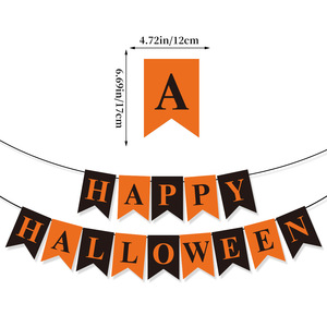 Bannière décorative noire HAPPY HALLOWEEN avec panneau citrouille pour décoration intérieure et extérieure, cheminée, fête à thème Halloween - Product Image 3