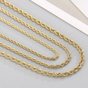 공장 도매 고품질 925 실버 다이아몬드 커팅 로프 체인 남녀공용 골드 로듐 도금 - Product Image 4