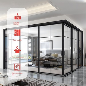 Customized Indoor Narrow Frame Bedroom Electric Aluminum Sliding Insulated Glass Door Balcony French Door Smart Sliding Door