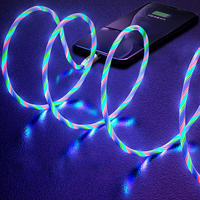 Câble de charge magnétique LED 3-en-1 2.4A pour iPhone, câble de charge lumineux à LED pour ordinateur, marque KABLE