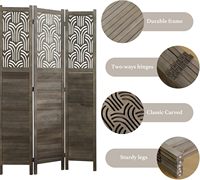 Paravent pliant Art Déco 669 pouces, 6 panneaux, en bois sculpté, écran d'intimité autoportant et portable pour la maison