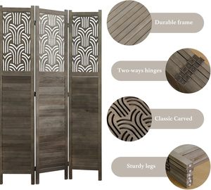 Separador de Habitaciones Plegable Art Deco de 669 Pulgadas, 6 Paneles, <span class=keywords><strong>Madera</strong></span> Tallada, Biombo de Privacidad, <span class=keywords><strong>Pared</strong></span> de Separación Portátil Independiente para el Hogar - Product Image 5