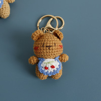 Crochet fait main kaki porte-clés en peluche cadeau poupée dessin animé pendentif fil à tricoter Crochet Animal jouet porte-clés en gros