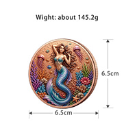 Pièce de monnaie commémorative Sirène en gros, 5 onces, en cuivre, ronde, thème Récif corallien sous-marin fantastique, pour cadeau de collection