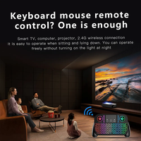 Papan ketik nirkabel BT5.0 V8 2.4G, kendali jarak jauh mouse udara Backlit Inggris Rusia Spanyol Prancis untuk Android tv box