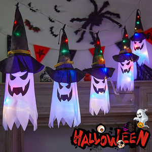 Lámpara Colgante de Fantasma de Halloween, Guirnalda de Luces con Forma de Sombrero de Bruja, Funciona con Pilas, LED, Decoraciones para Fiestas de Casas Encantadas - Product Image 2