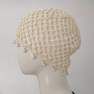 Filet à cheveux en crochet <span class=keywords><strong>pour</strong></span> femmes, orné de paillettes et de perles, style vintage, en maille <span class=keywords><strong>tricot</strong></span>ée, couvre-chef bohème perlé, bonnet élastique <span class=keywords><strong>pour</strong></span> chignon <span class=keywords><strong>pour</strong></span> filles - Product Image 6