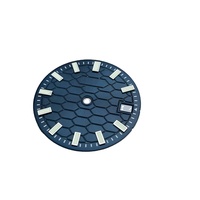Cadran de montre en métal à motif de treillis bleu, fait à la main, Super C3 vert lumineux, 28.5mm, adapté au Japon NH35A NH36A, cadran de montre modifié SKX007