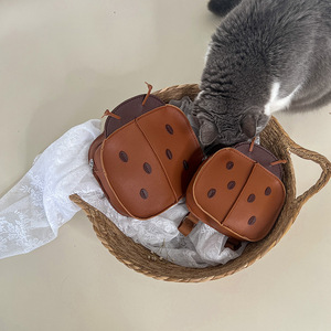 Nuovo Retro piccolo coccinella zaino per bambini forma concava disegno cerniera cartone animato cornice esterna per bambini bambini scuola materna - Product Image 3