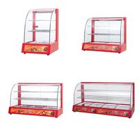 Réchauffeur de nourriture d'affichage incurvé électrique commercial vitrine acier inoxydable verre nourriture chaude pain poulet Pizza Snack équipement