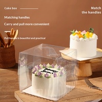 Boîte à gâteau carrée haute transparente en plastique, boîte d'emballage pour mousse d'anniversaire avec poignée, en plastique du Guangdong