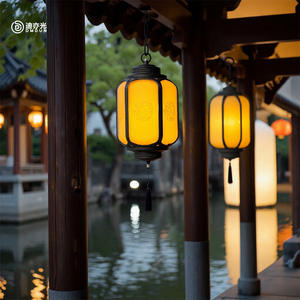 Lanterne rouge de style chinois imperméable pour l'extérieur, pour porte, toit, lustre, cour, pavillon, allée, couloir, balcon - Product Image 2