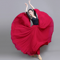 Jupe de danse du ventre décontractée pour femmes, style pendule à 720 degrés, couleur unie, gitane, vêtements de pratique pour danser
