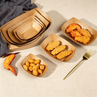 Boîte en papier kraft alimentaire non pliable, type barquette, à ouverture supérieure, pour snacks, barbecue, dîner, frites, nuggets de poulet grillés