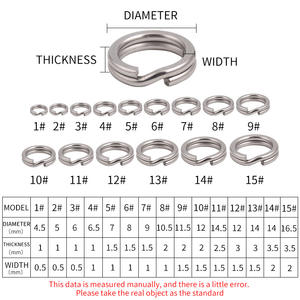 Anneaux aplatis en acier inoxydable 304, double couche, pour accessoires de pêche à la ligne, sac de 50 pièces - Product Image 1