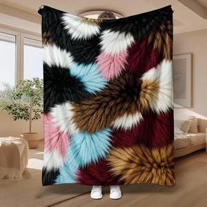 Manta de Franela con Pompones, Manta para Siesta, Súper Suave, Lavable a Máquina, para el Invierno, con Estampado Personalizado, OEM, ODM - Product Image 1