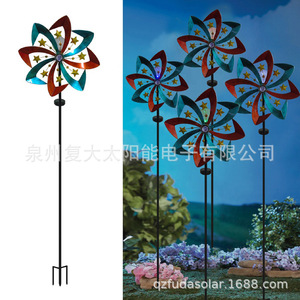 Lampe solaire de jardin en forme de moulin à vent, LED, piquet métallique décoratif, résistante à l'eau, garantie 2 ans - Product Image 4