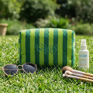 Bolsa de Maquillaje de <span class=keywords><strong>Playa</strong></span> Impermeable con Bordado Personalizado, Estilo Preppy a Rayas, Bolsa de Cosméticos de Viaje, Organizador de Artículos de Aseo, 2026 - Product Image 1